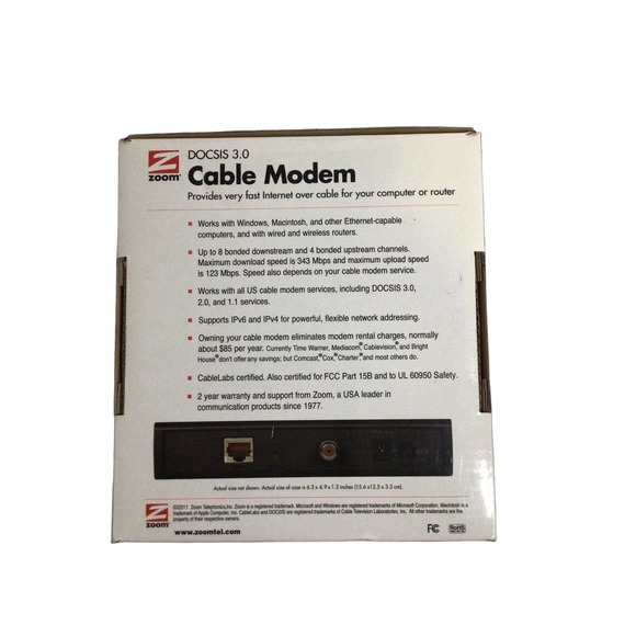 Cable Modem Zoom DOCSIS 30 (53410000J) 43.9 Mbps/Fast Internet/Work with Window - Picture 5 of 6
